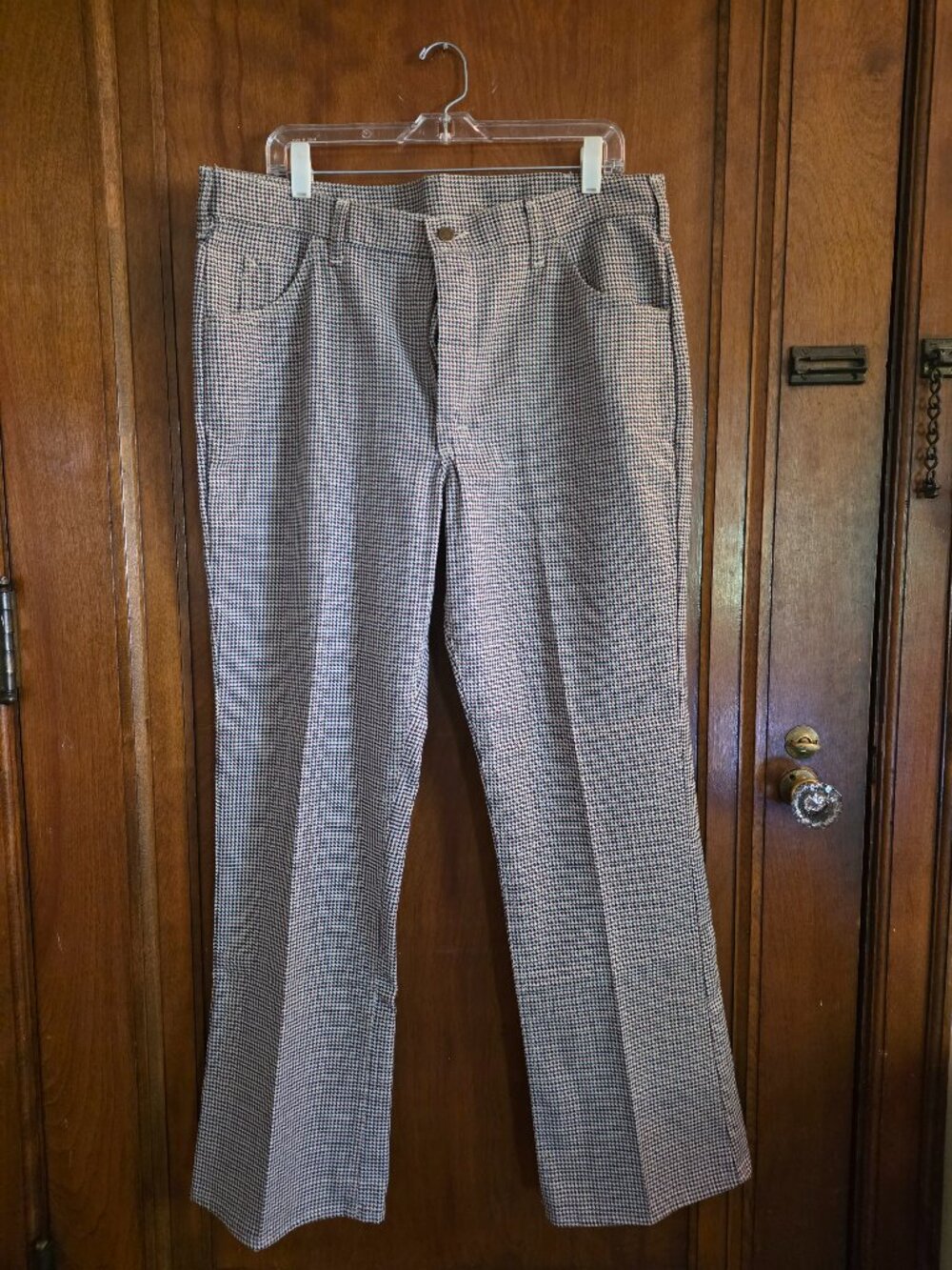 VTG LIKE NEW 1970s Lee Houndstooth Pants | 38 x 30 | Brown Black & Tan Trousers